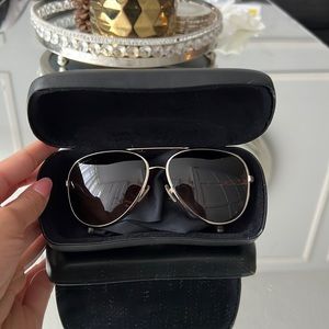 Authentic Chanel aviators 4194-Q in gold/brown